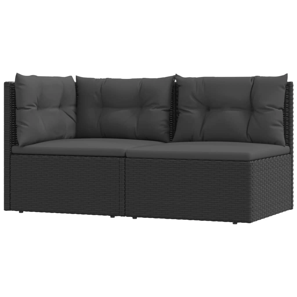 2 Piece Garden Lounge Set with Cushions Black Poly Rattan 319590