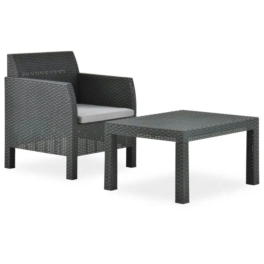 2 Piece Garden Lounge Set with Cushion Rattan Anthracite 315641