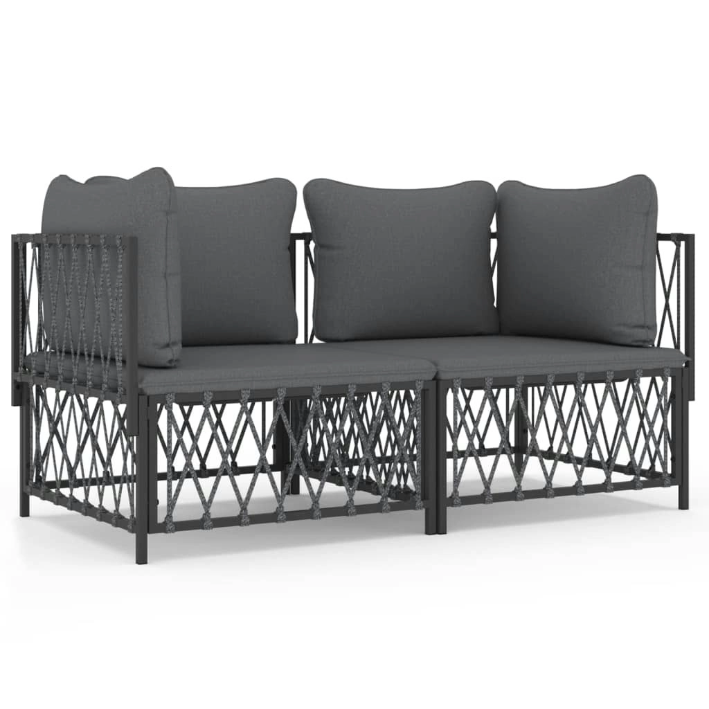 2 Piece Garden Lounge Set with Cushions Anthracite Steel 3186813