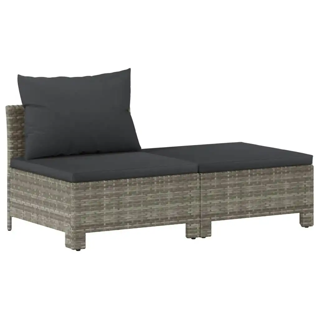 2 Piece Garden Lounge Set with Cushions Grey Poly Rattan 362690