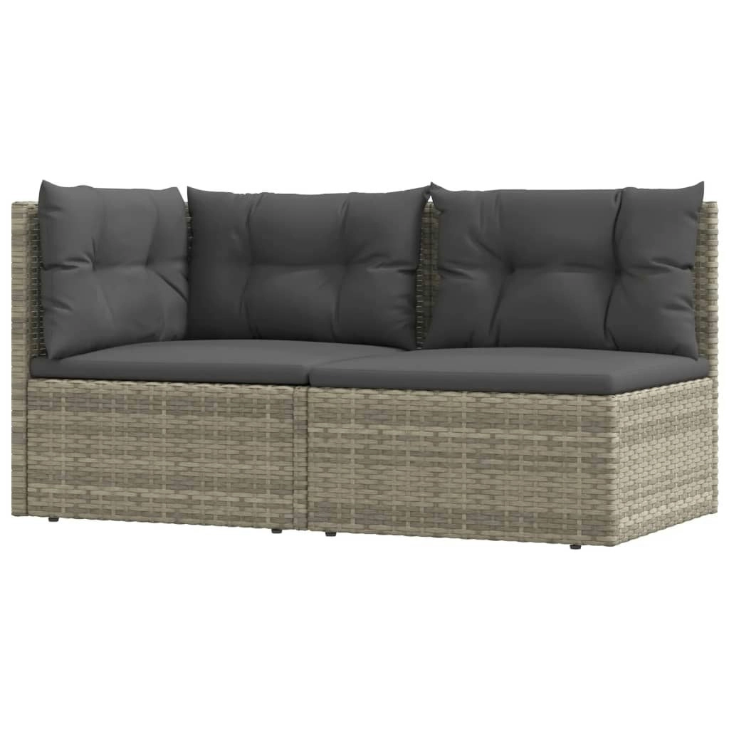 2 Piece Garden Lounge Set with Cushions Grey Poly Rattan 319603