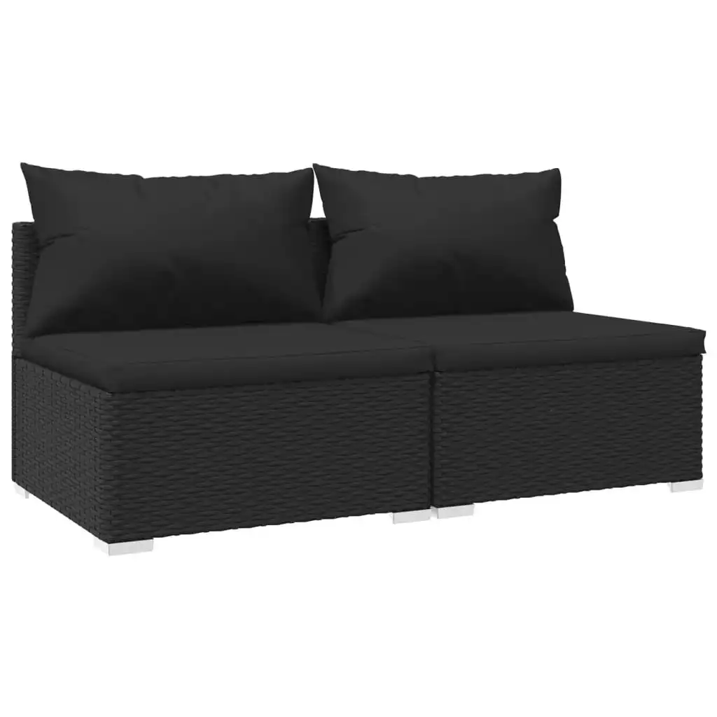 2 Piece Garden Lounge Set with Cushions Poly Rattan Black 3101392