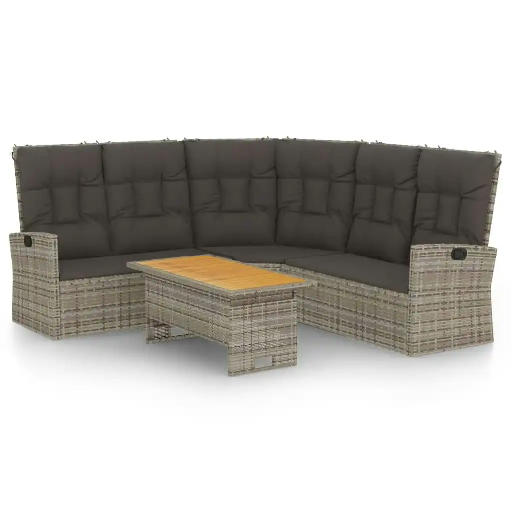 2 Piece Garden Lounge Set with Cushions Grey Poly Rattan 362176