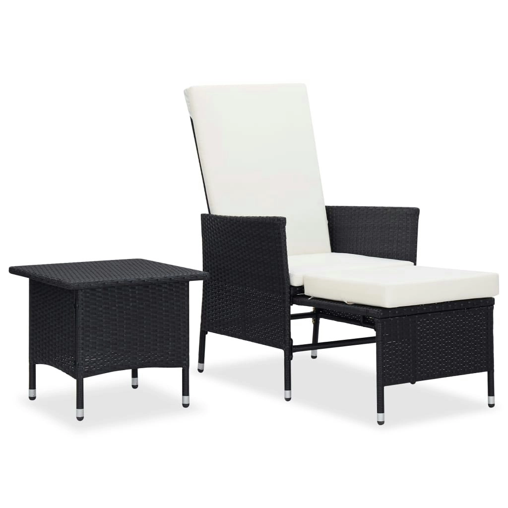 2 Piece Garden Lounge Set with Cushions Poly Rattan Black 310231