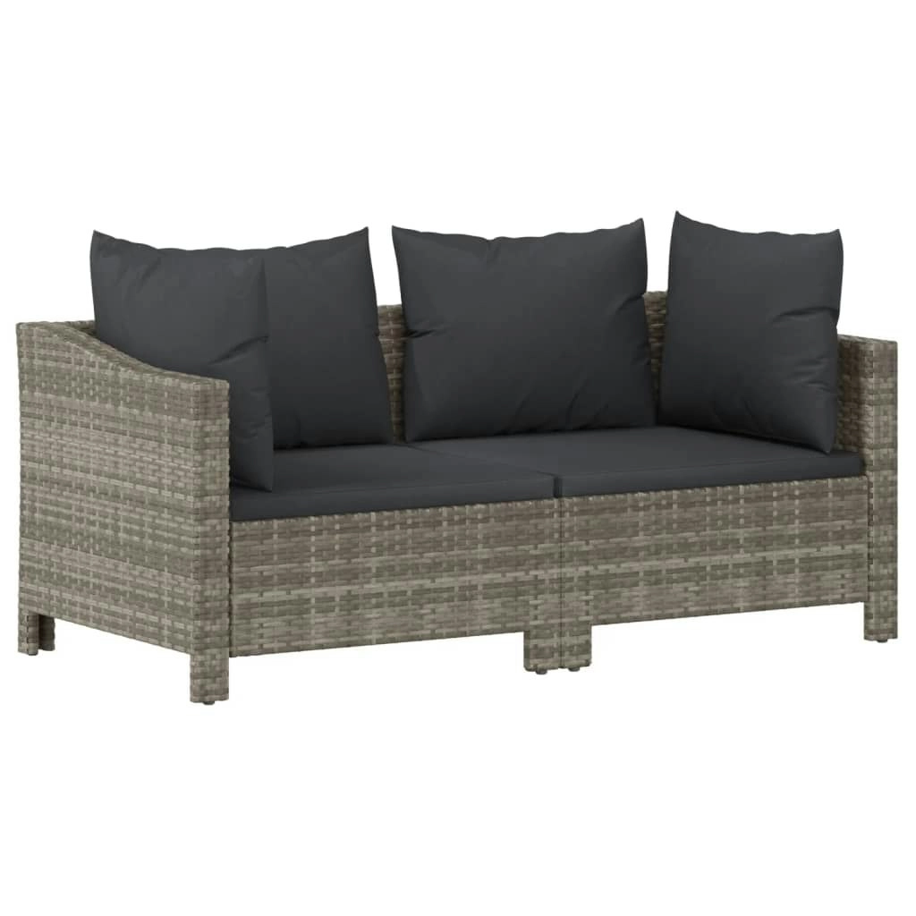 2 Piece Garden Lounge Set with Cushions Grey Poly Rattan 362684