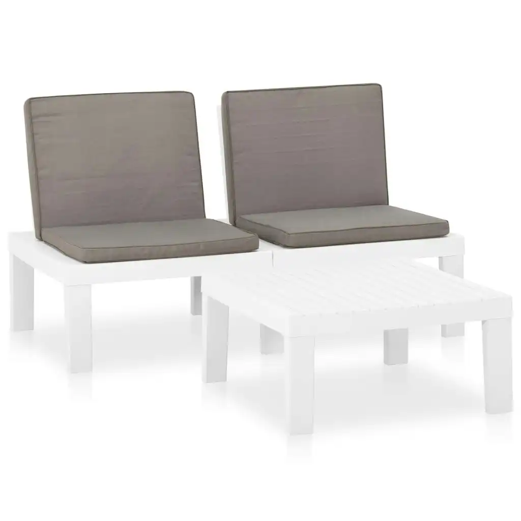 2 Piece Garden Lounge Set with Cushions Plastic White 315852