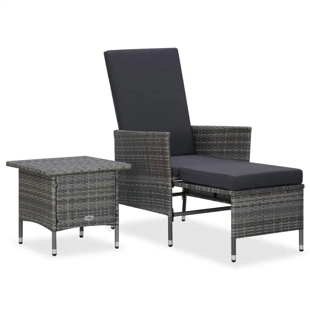 2 Piece Garden Lounge Set with Cushions Poly Rattan Grey 310233