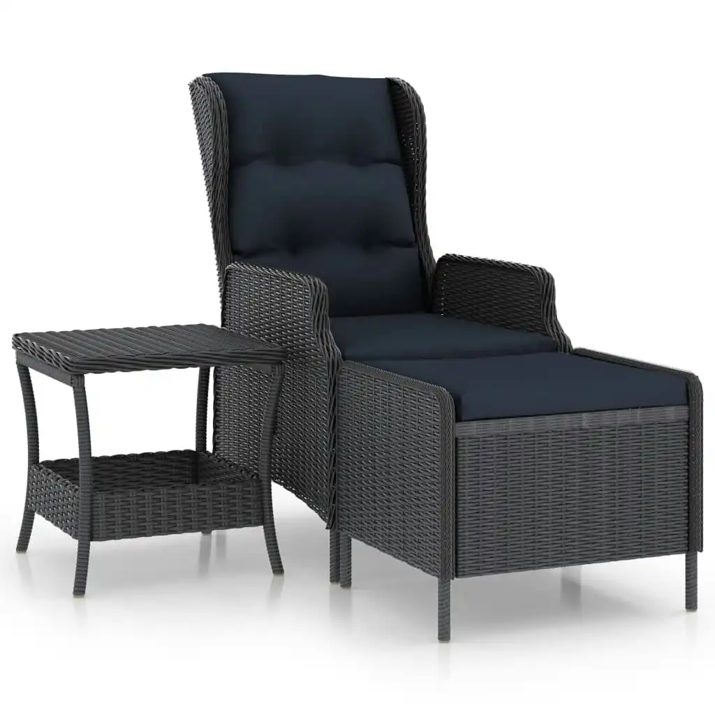 2 Piece Garden Lounge Set with Cushions Poly Rattan Dark Grey 3060151