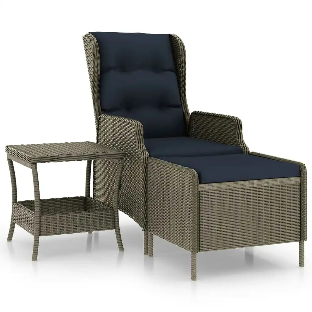 2 Piece Garden Lounge Set with Cushions Poly Rattan Brown 3060153