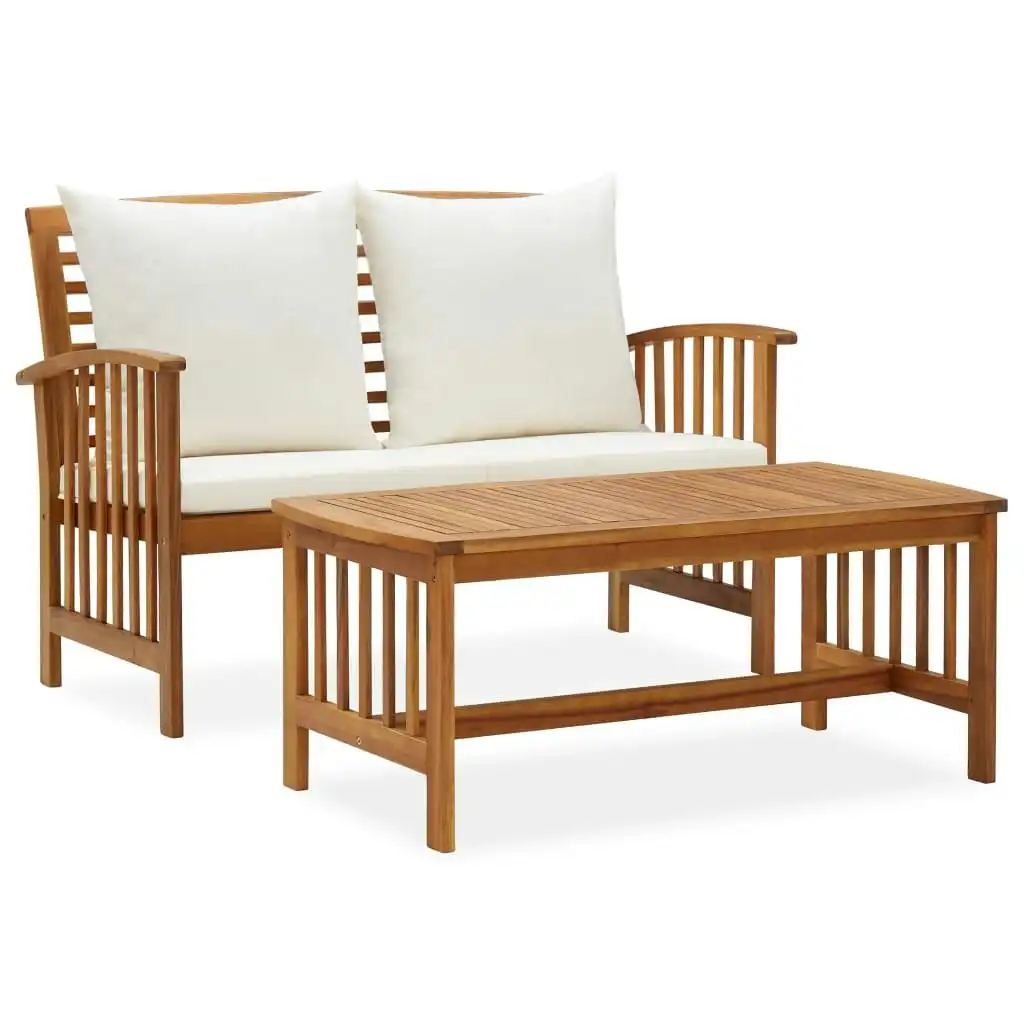 2 Piece Garden Lounge Set with Cushions Solid Acacia Wood 310263