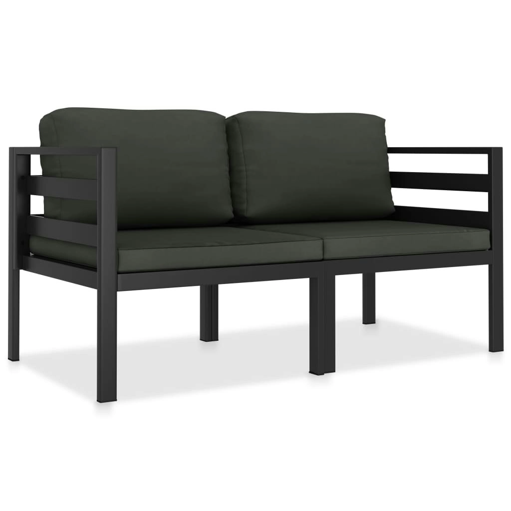 2 Piece Garden Sofa Set with Cushions Aluminium Anthracite 49238