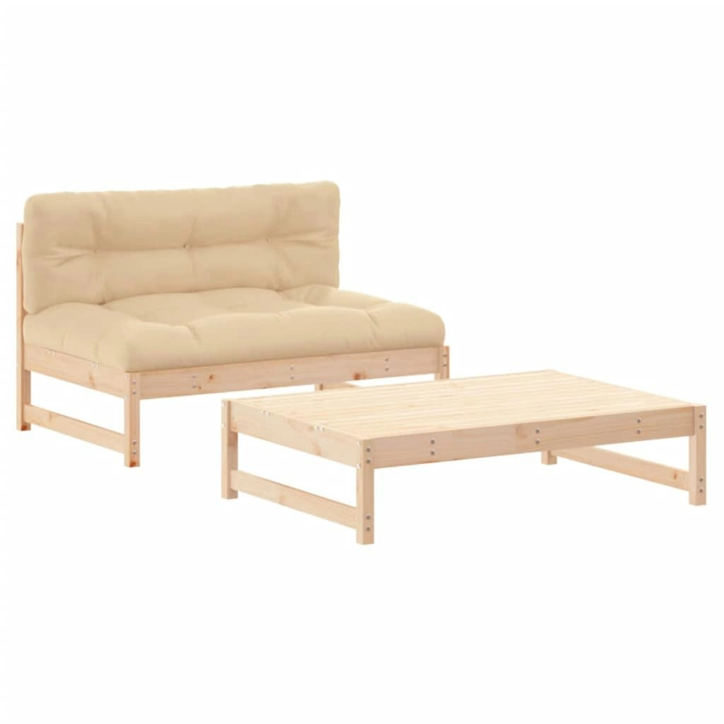 2 Piece Garden Lounge Set with Cushions Solid Wood 3186102