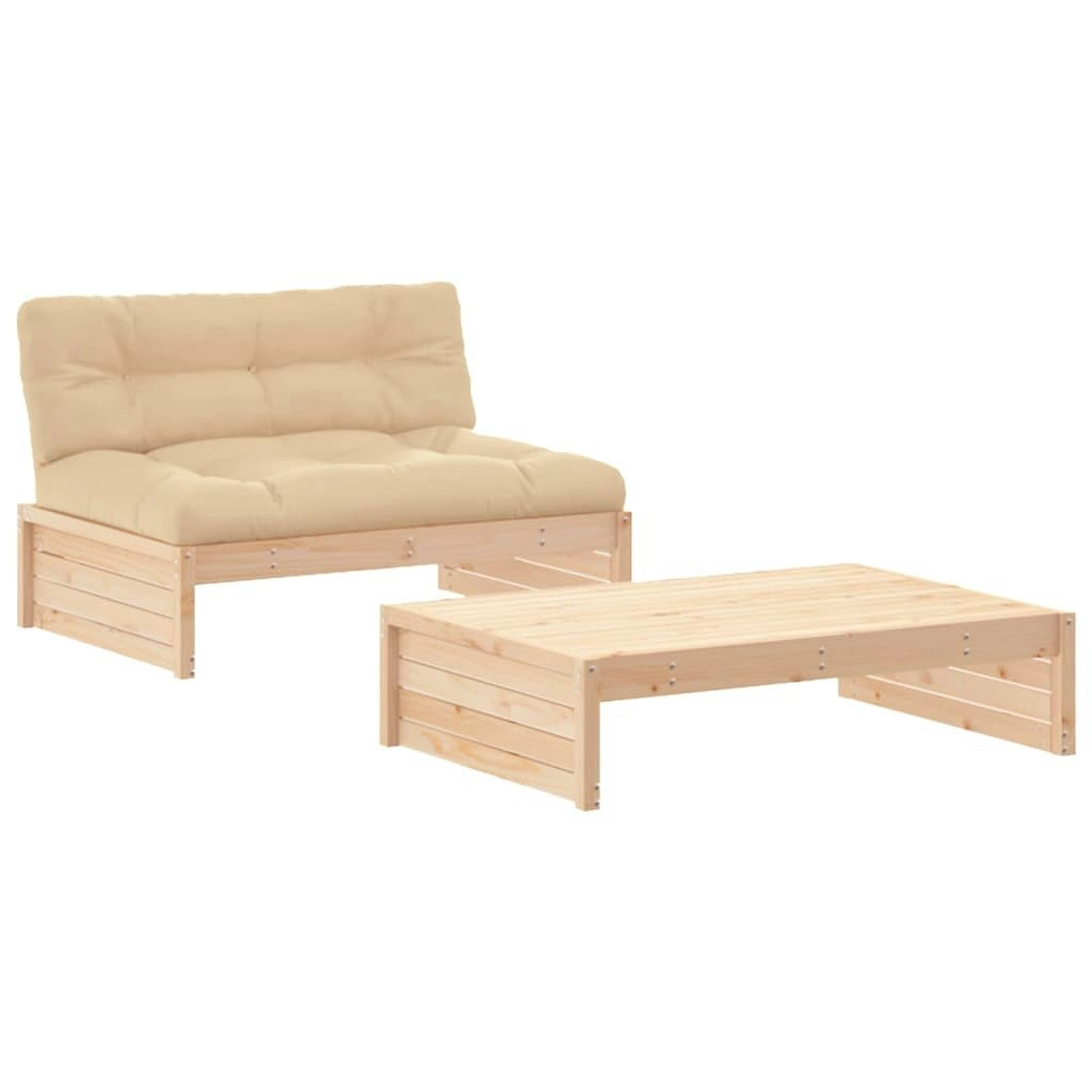 2 Piece Garden Lounge Set with Cushions Solid Wood 3186130