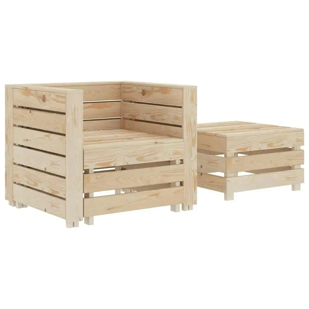 2 Piece Garden Pallet Lounge Set Wood 49346