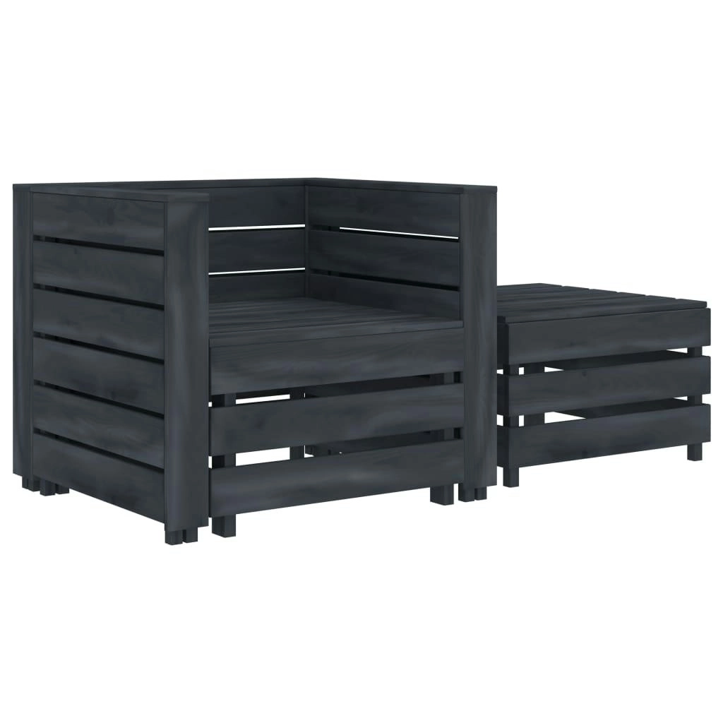 2 Piece Garden Pallet Lounge Set Grey Wood 313588