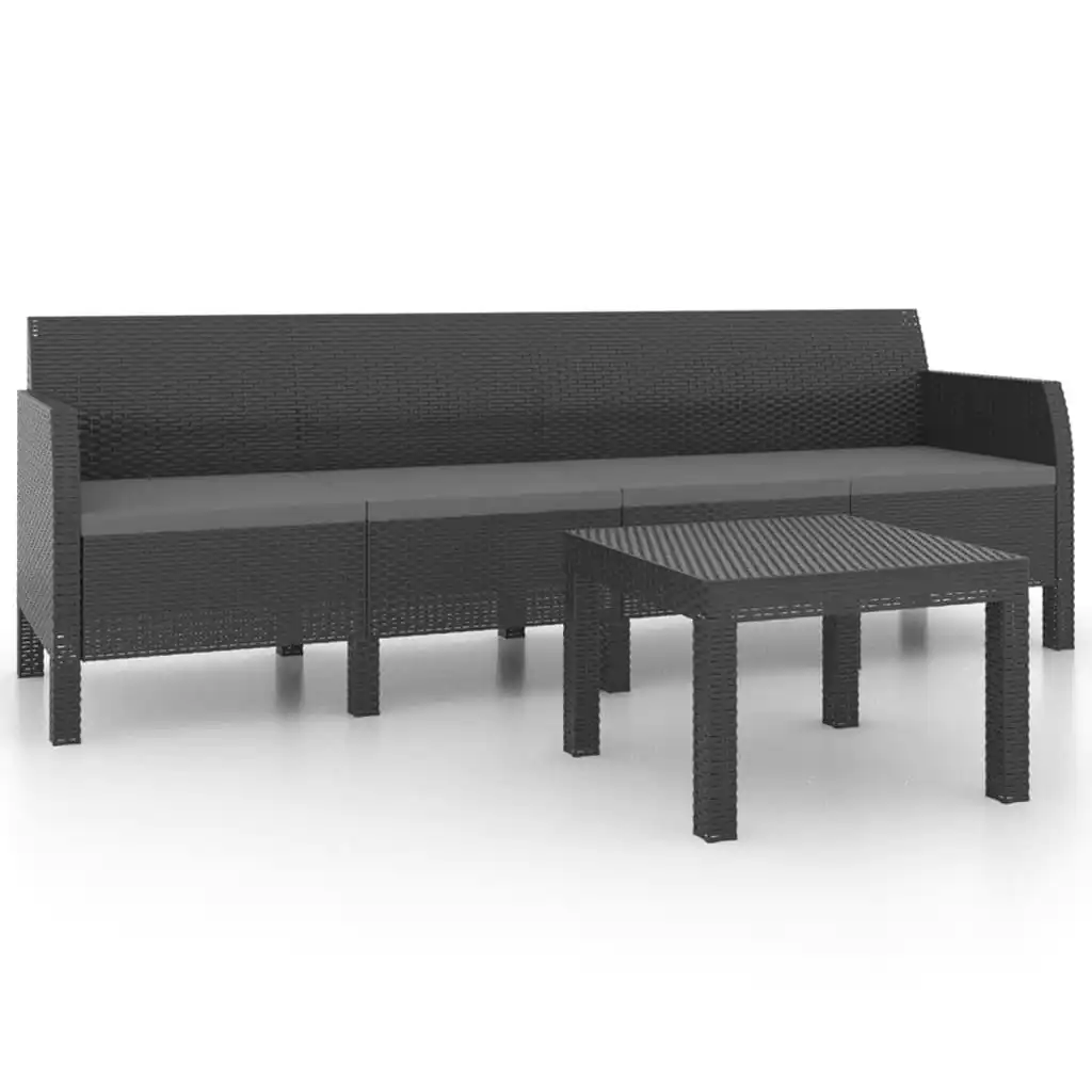 2 Piece Garden Lounge Set with Cushions PP Rattan Anthracite 3079670