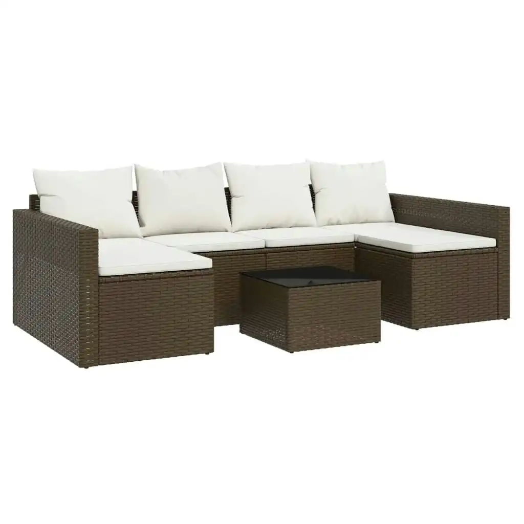 2 Piece Garden Lounge Set with Cushions Brown Poly Rattan 362342