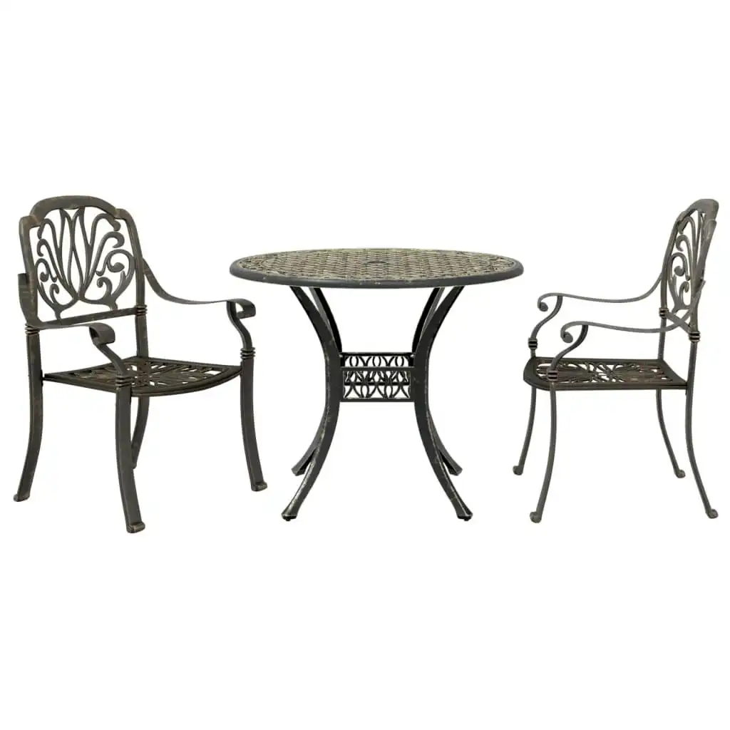 3 Piece Bistro Set Bronze Cast Aluminium 3216322