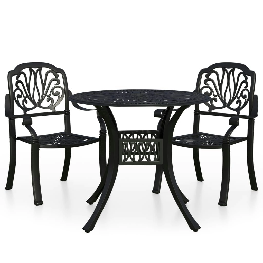 3 Piece Bistro Set Cast Aluminium Black 3070575