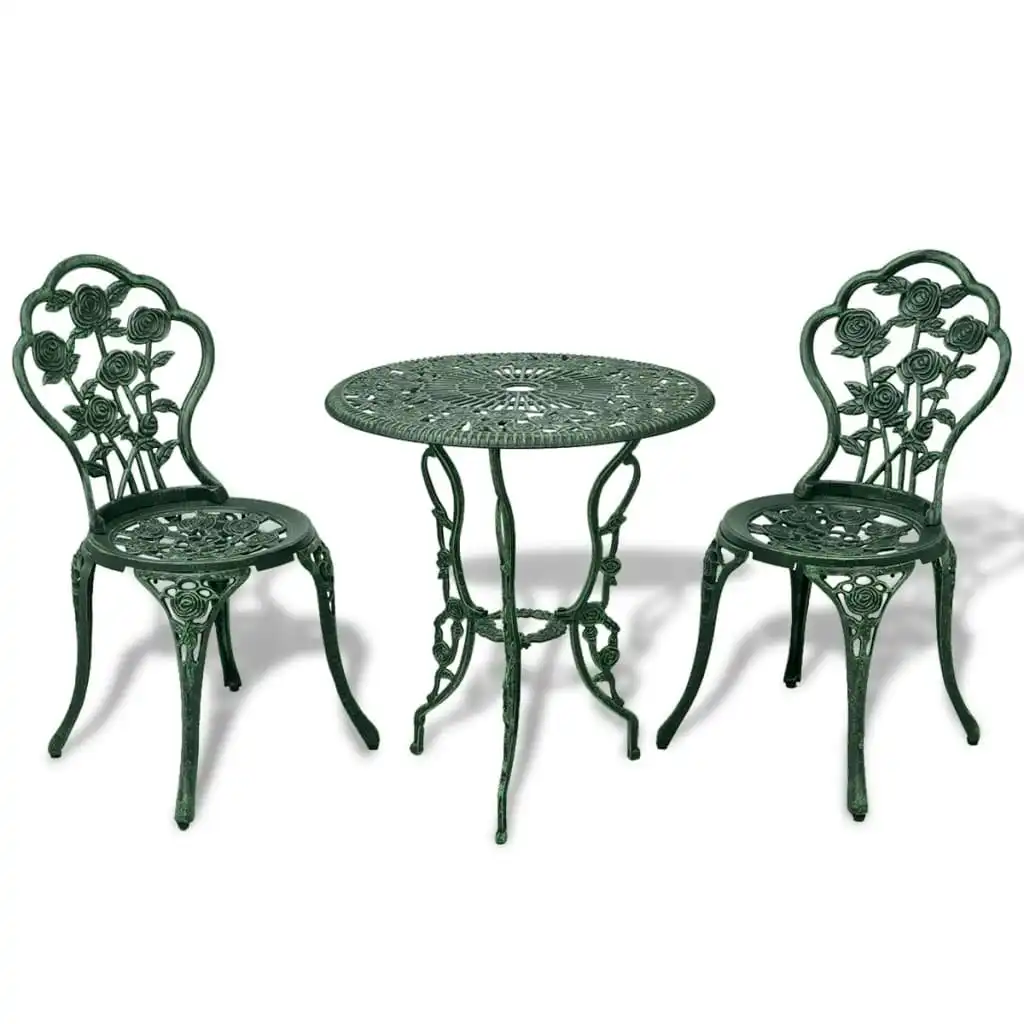 3 Piece Bistro Set Cast Aluminium Green 42164