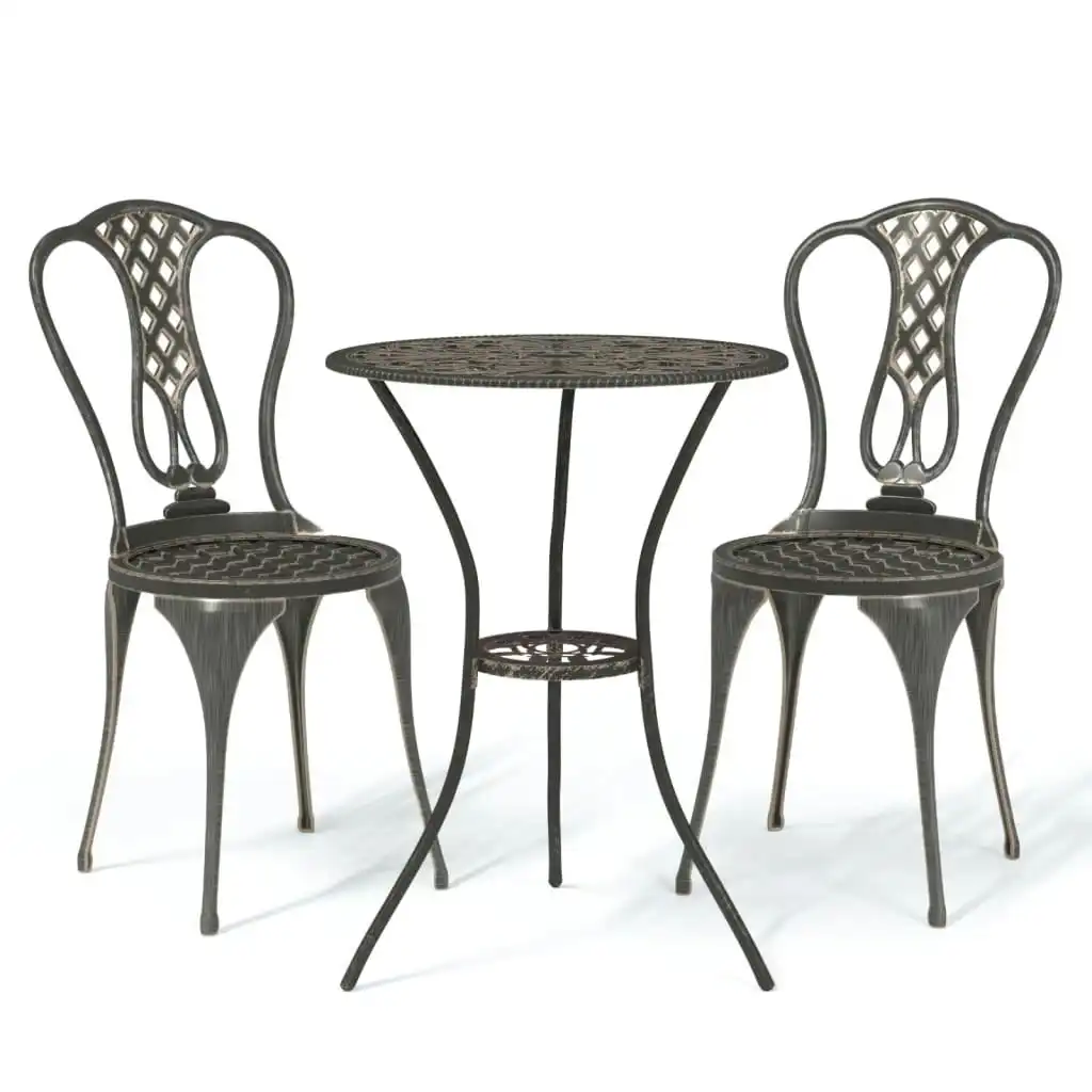 3 Piece Bistro Set Cast Aluminium Bronze 317753