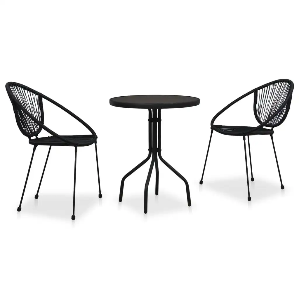 3 Piece Bistro Set PVC Rattan Black 48567