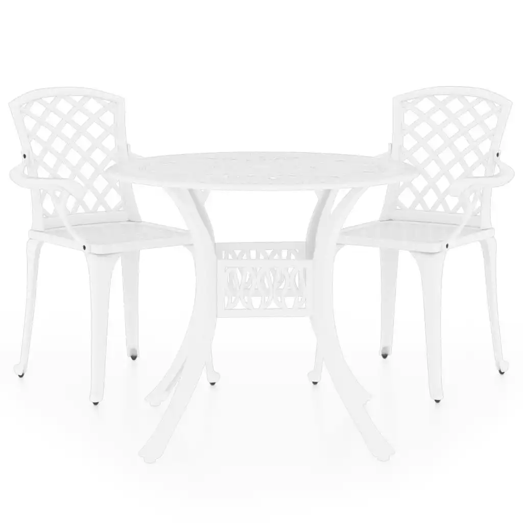 3 Piece Bistro Set Cast Aluminium White 3070585