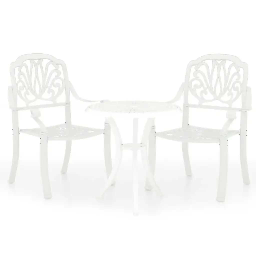 3 Piece Bistro Set Cast Aluminium White 3070567