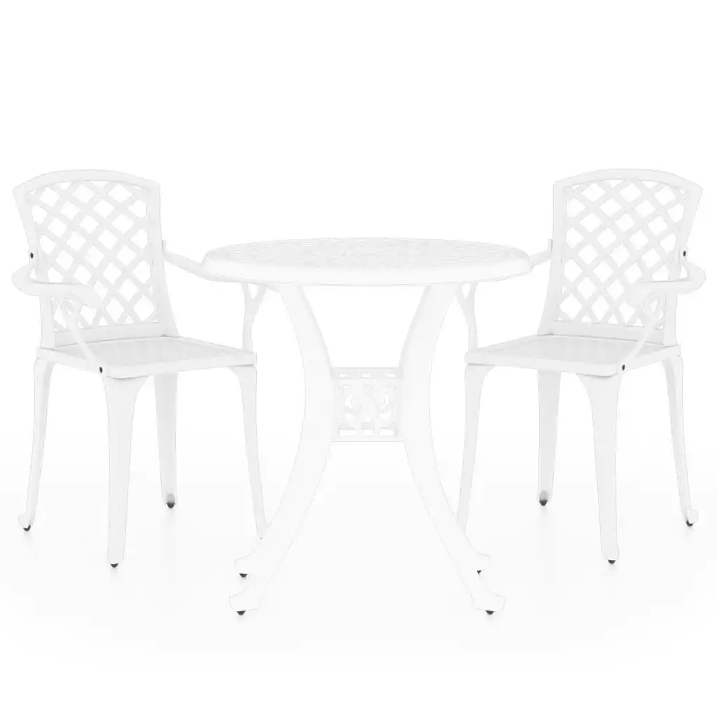 3 Piece Bistro Set Cast Aluminium White 3070582