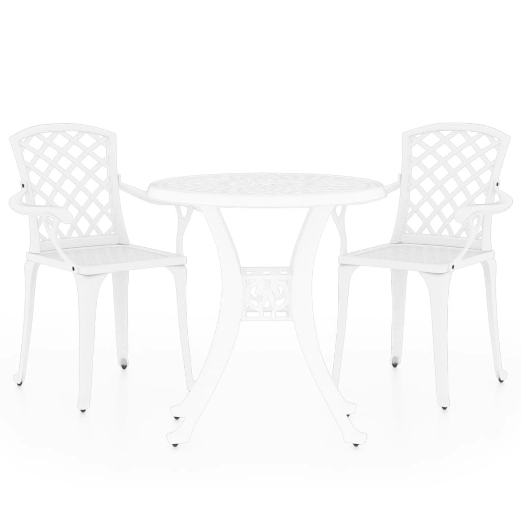 3 Piece Bistro Set Cast Aluminium White 3070582