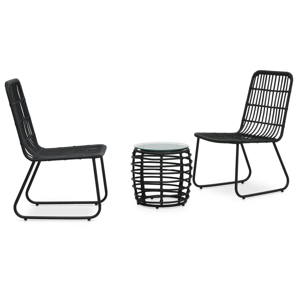 3 Piece Bistro Set Poly Rattan Black 48585