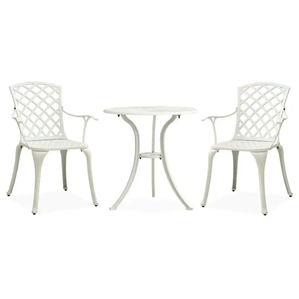 3 Piece Bistro Set Cast Aluminium White 315593