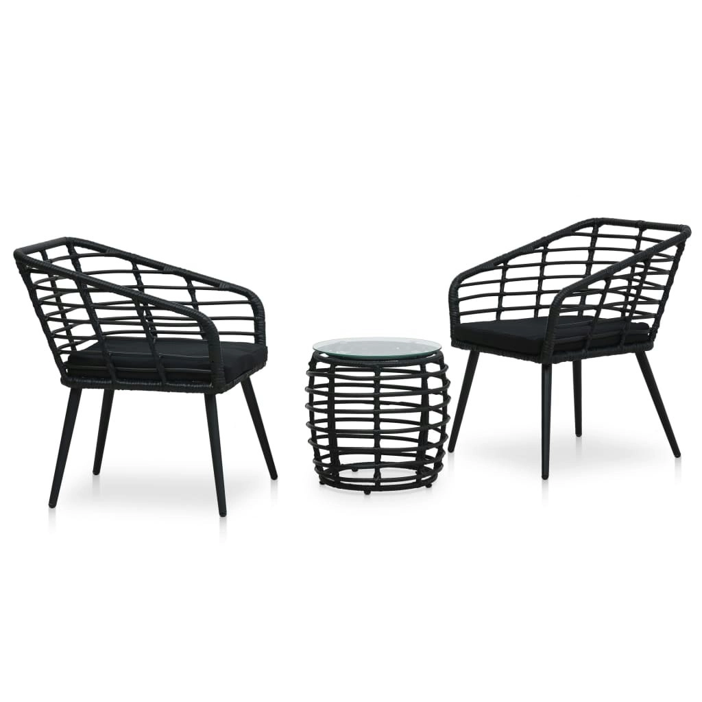 3 Piece Bistro Set Poly Rattan Black 48579