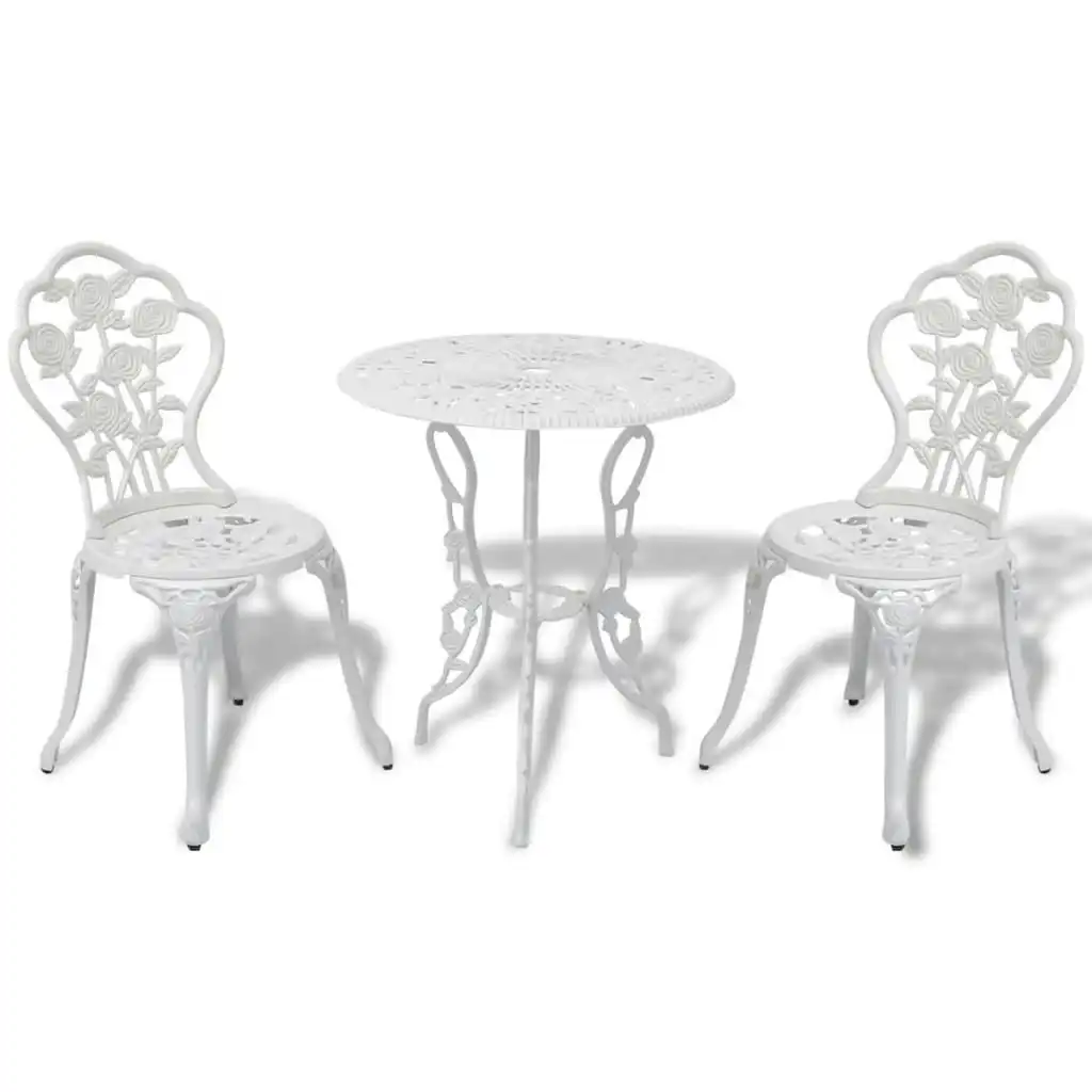 3 Piece Bistro Set Cast Aluminium White 42165