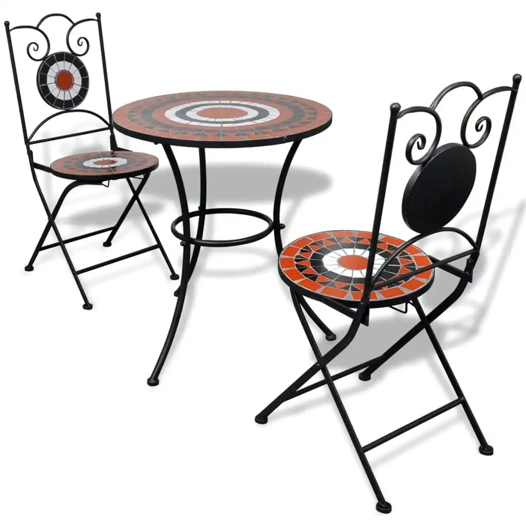 3 Piece Bistro Set Ceramic Tile Terracotta and White 271773