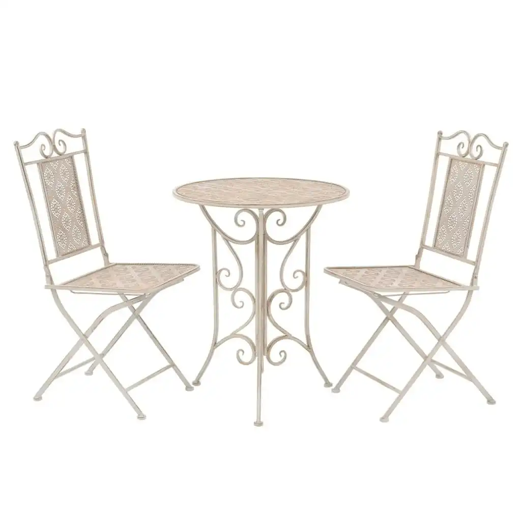 3 Piece Bistro Set Steel White 43149