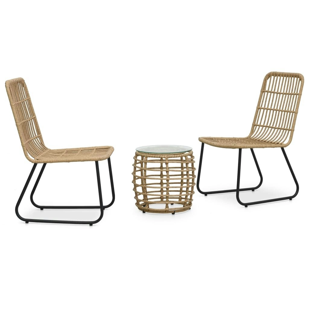 3 Piece Bistro Set Poly Rattan Oak 48583