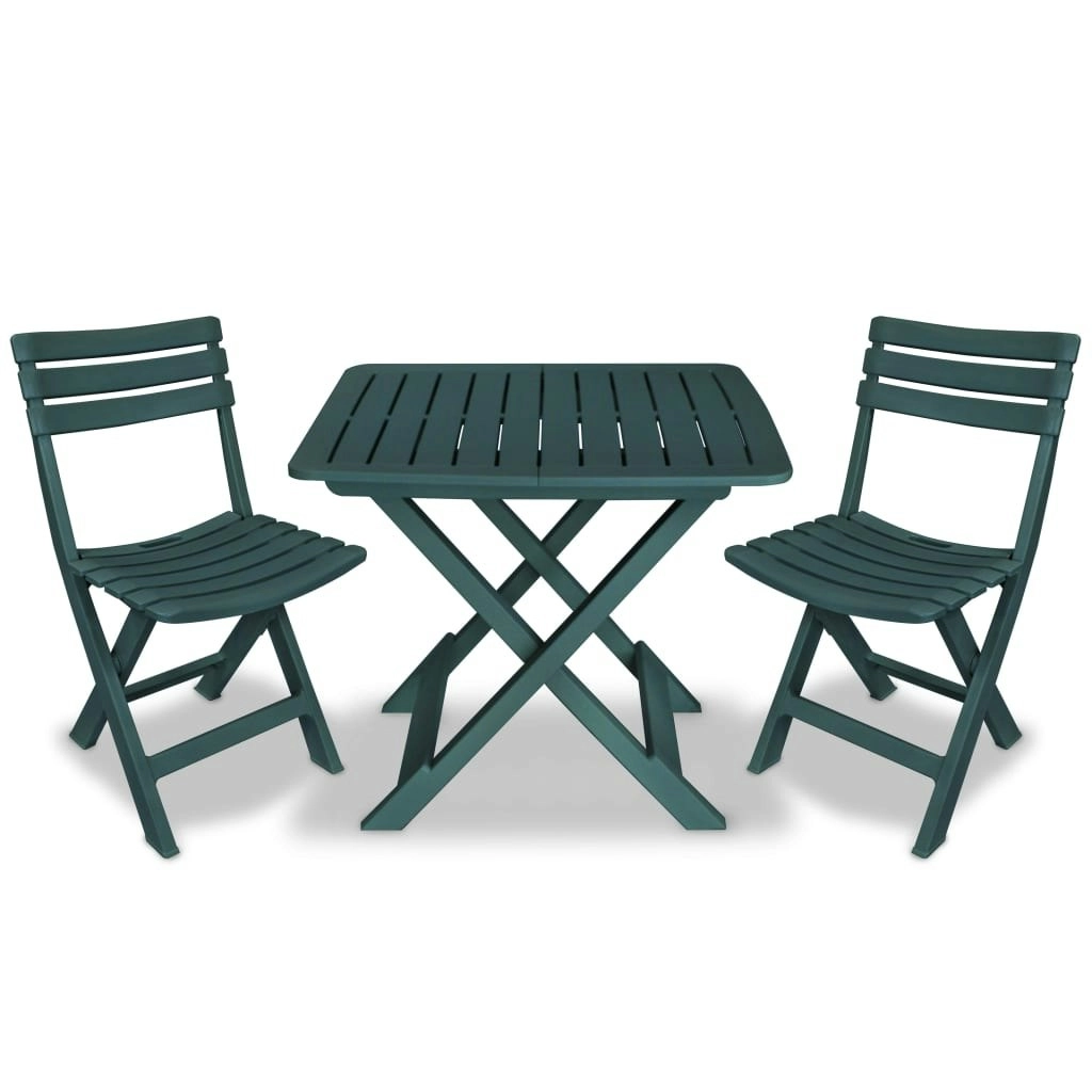 3 Piece Folding Bistro Set Plastic Green 43582