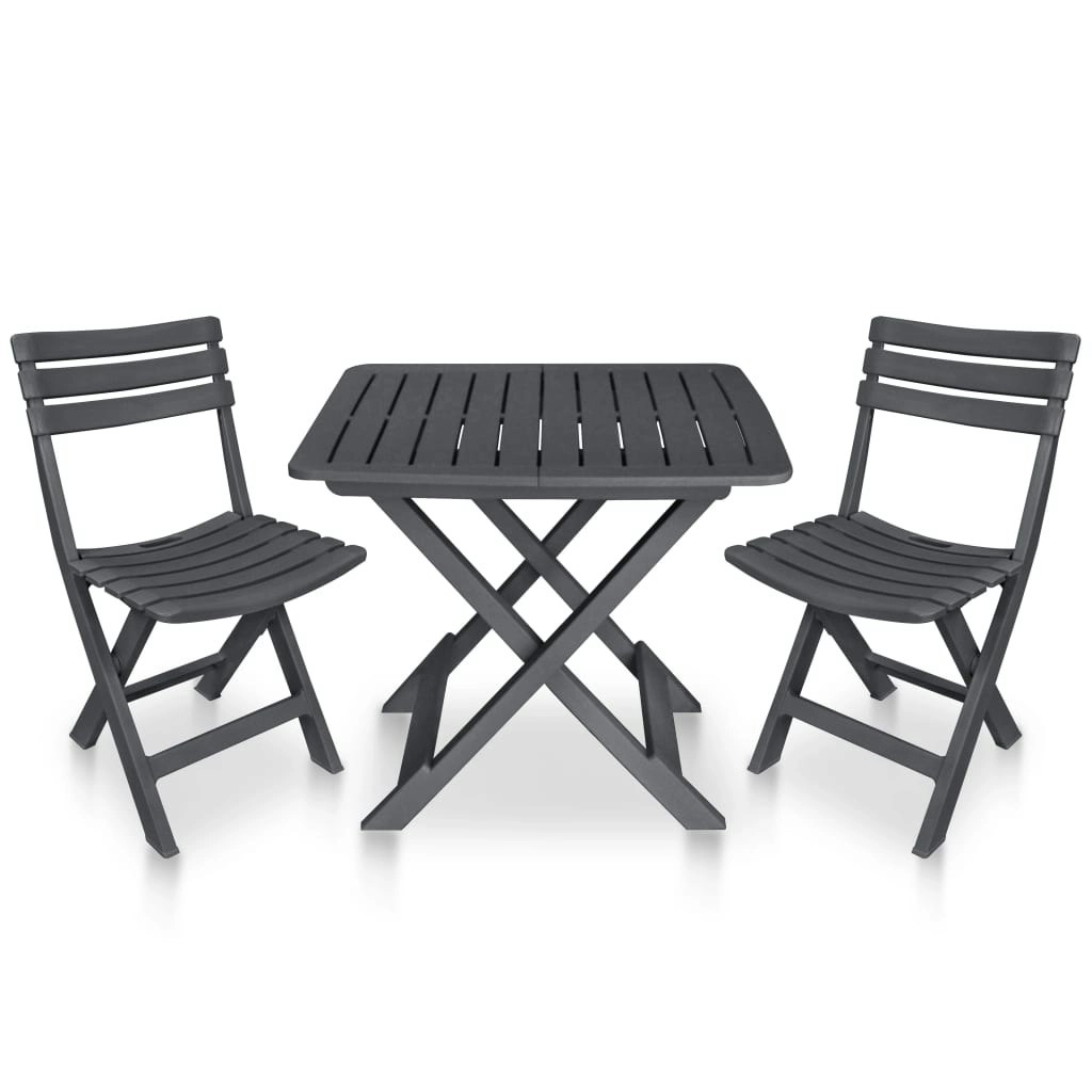 3 Piece Folding Bistro Set Plastic Anthracite 48753