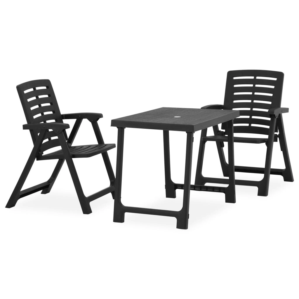 3 Piece Folding Bistro Set Plastic Grey 315835