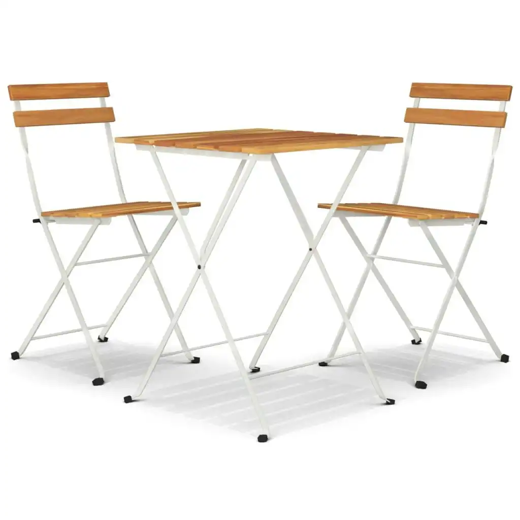 3 Piece Folding Bistro Set Solid Wood Acacia and Steel 319972