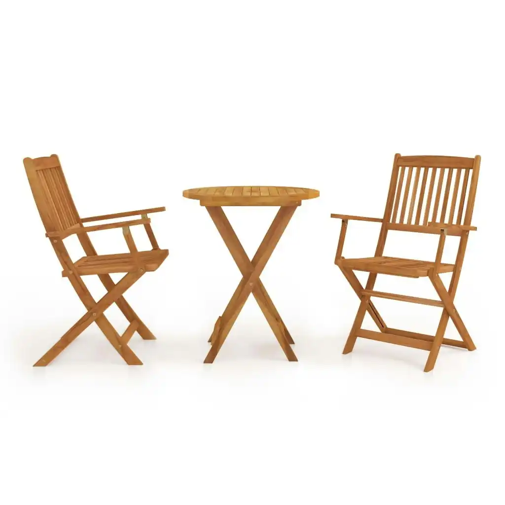 3 Piece Folding Bistro Set solid Acacia Wood 43381