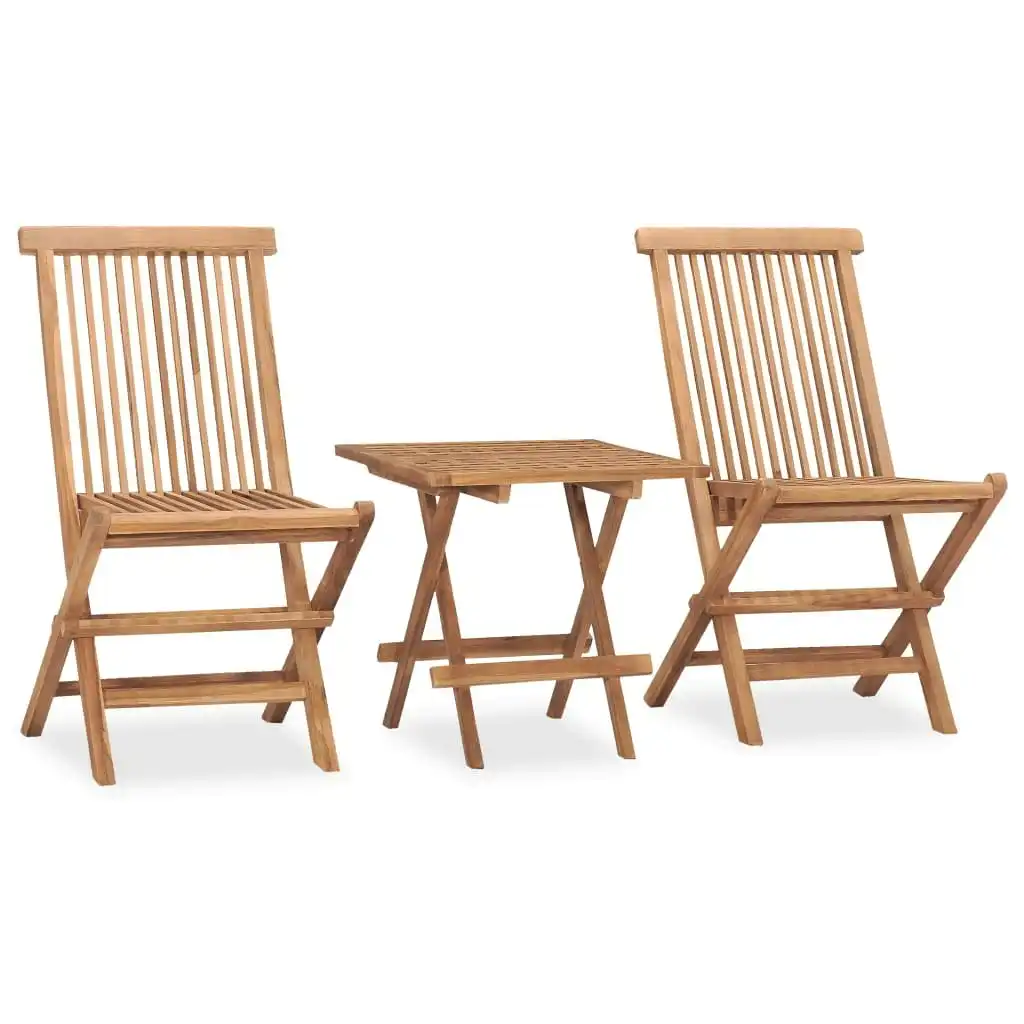 3 Piece Folding Outdoor Dining Set Solid Wood Teak 315455