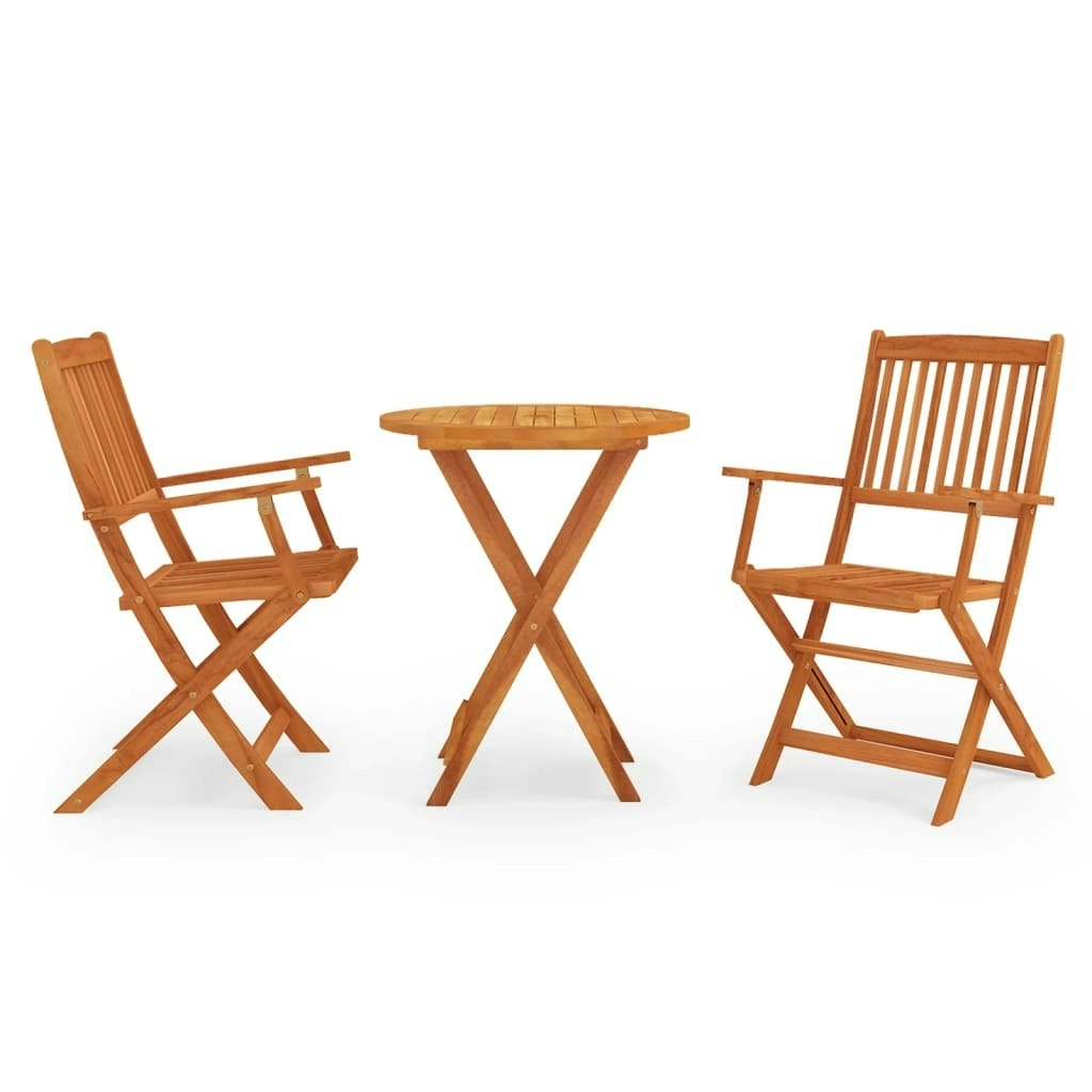 3 Piece Folding Outdoor Dining Set Solid Eucalyptus Wood 3087159