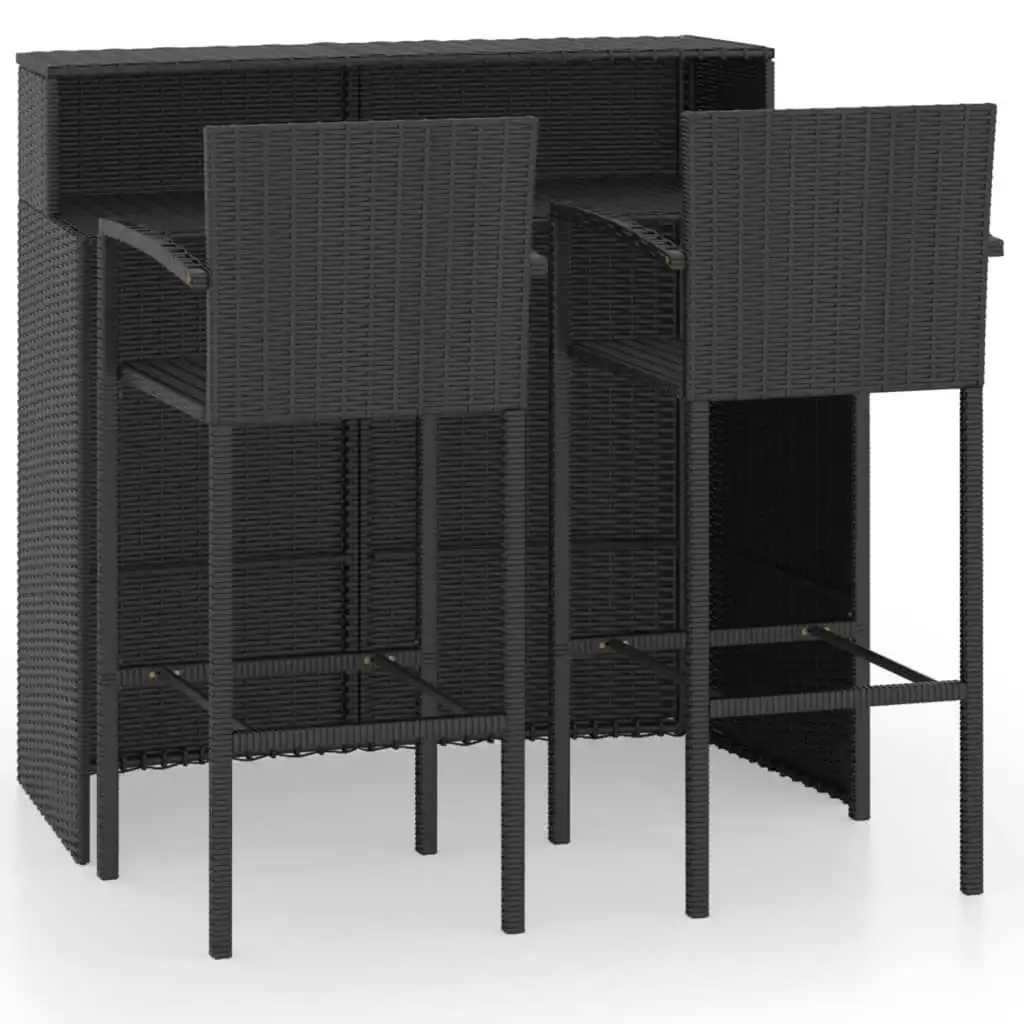 3 Piece Garden Bar Set Black 3064886