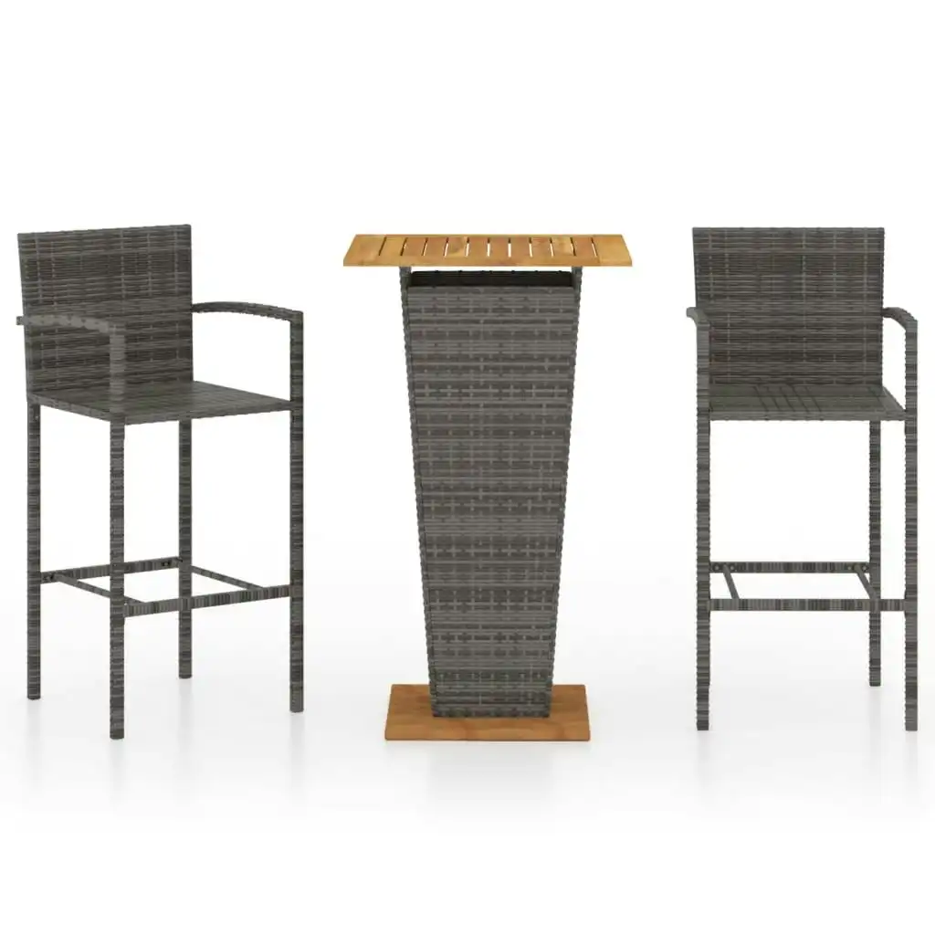 3 Piece Garden Bar Set Grey 3064865