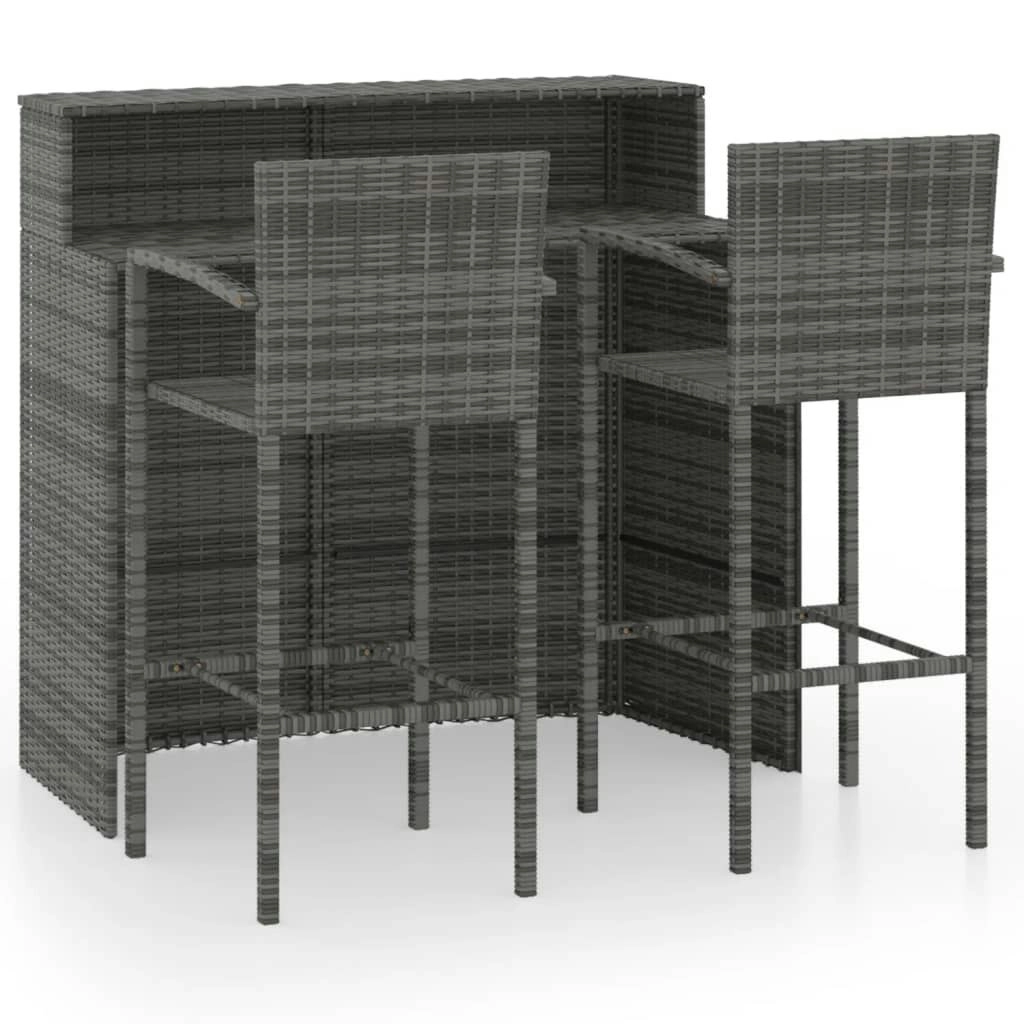 3 Piece Garden Bar Set Grey 3064887