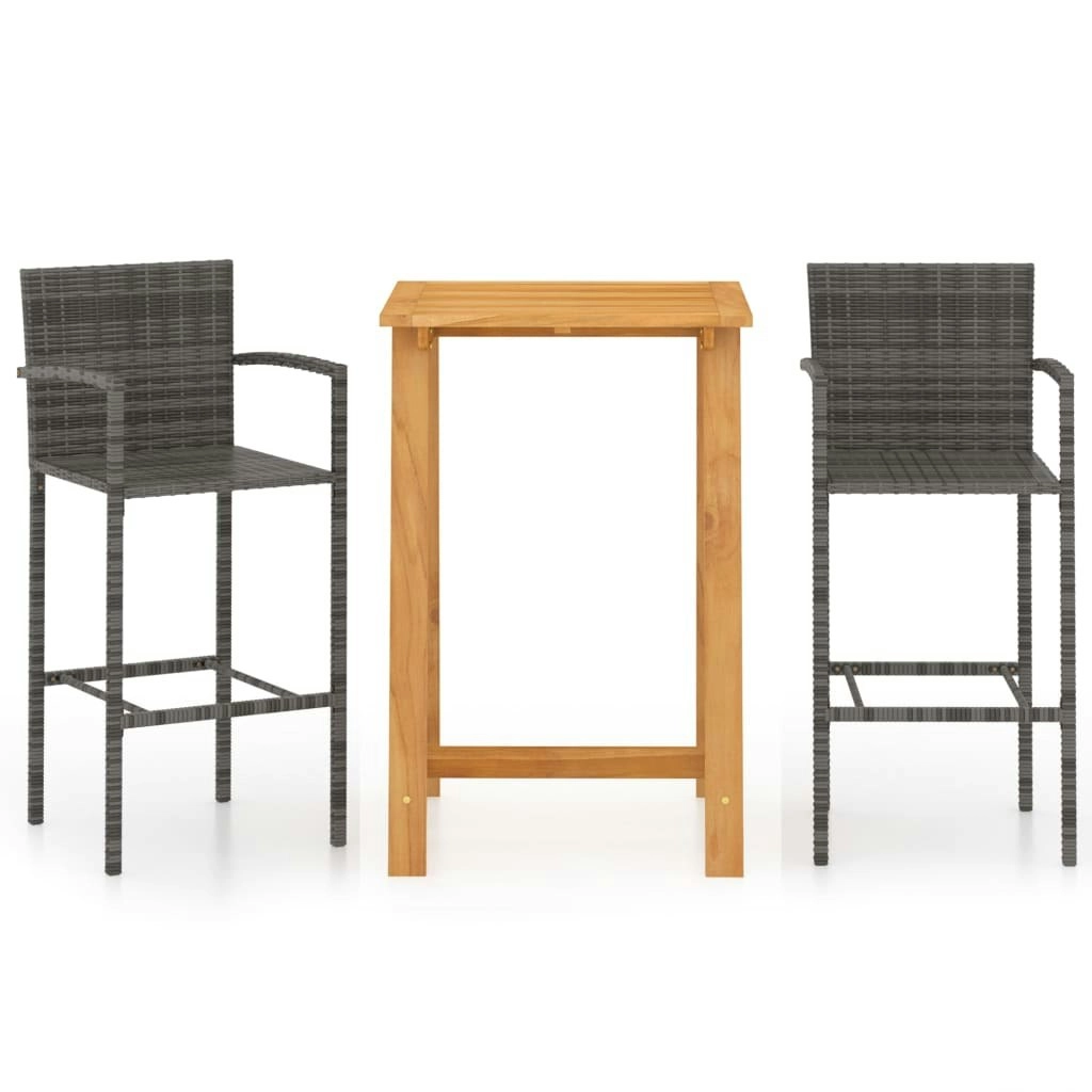 3 Piece Garden Bar Set Grey 3067954