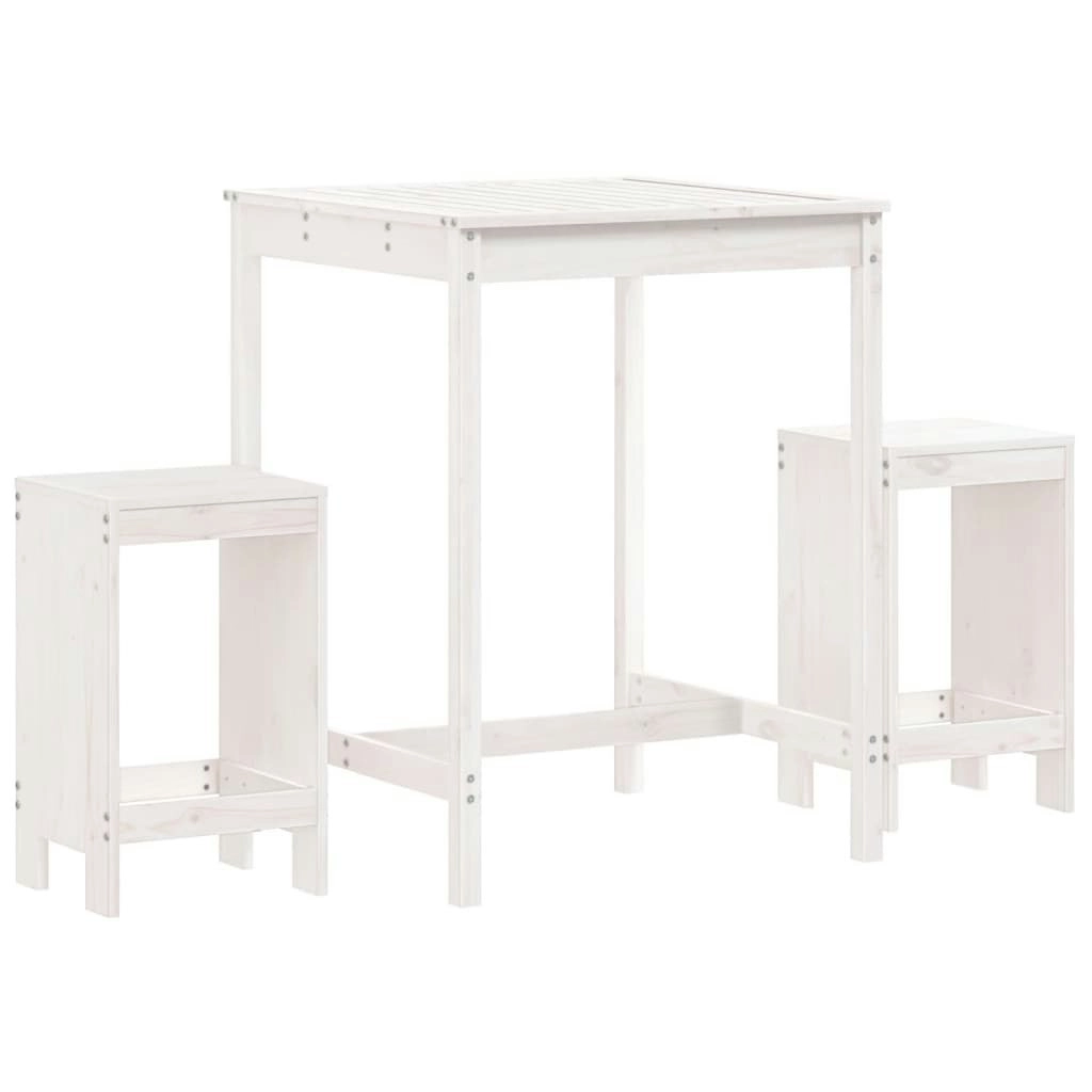 3 Piece Garden Bar Set White Solid Wood Pine 3157734