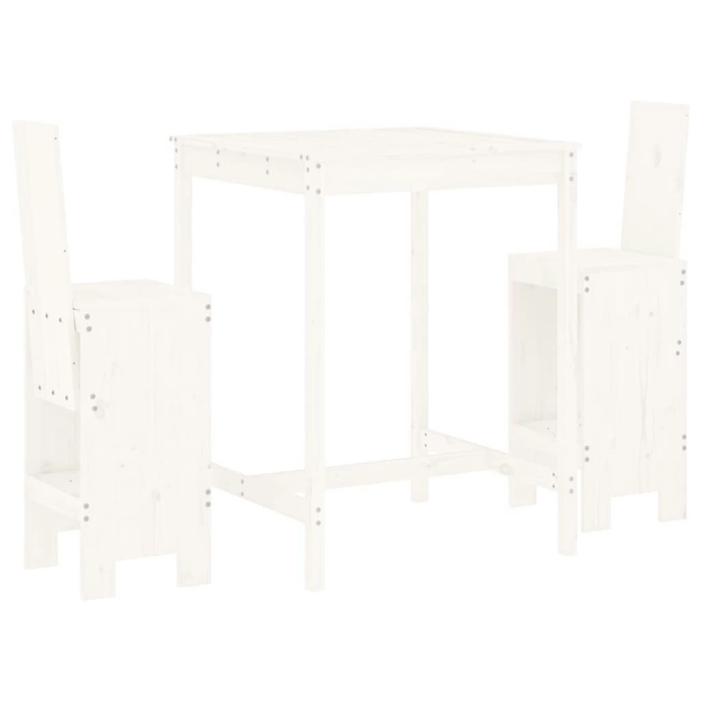 3 Piece Garden Bar Set White Solid Wood Pine 3157764